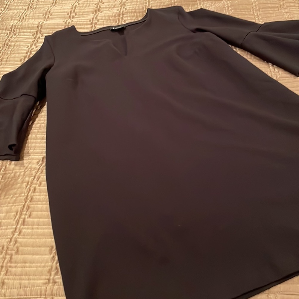 Lord&Taylor dress, black, shift-style, bell sleeves, viscose blend, L